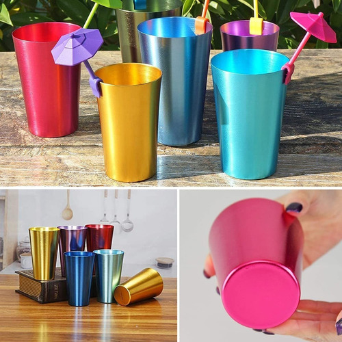 Conjunto De Seis Vasos De Aluminio Anodizado