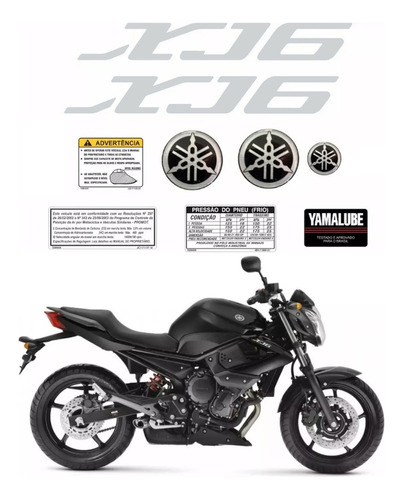 Kit Adesivos Resinado Faixas Para Yamaha Xj6 2011 2012 13530 Cor Prata