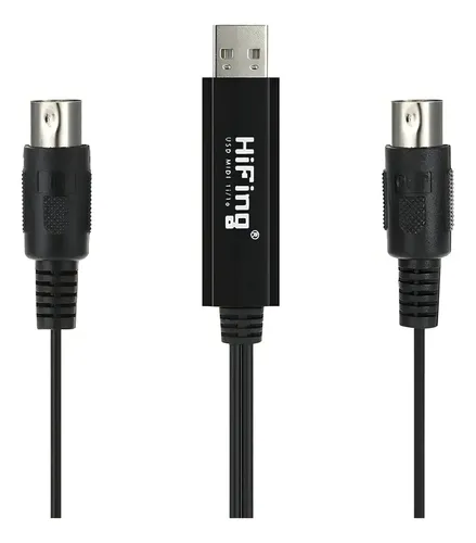 Cabo Midi USB 2m Hifing para Teclado Yamaha Korg Mac Windows