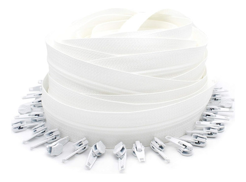 15 Yards Of Ykk Zipper Chain~ 4.5 Coil~ White~made In U...