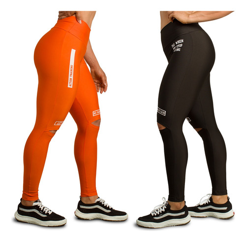 Kit 2 Calça Legging Feminina Sport Fitness Cintura Alta