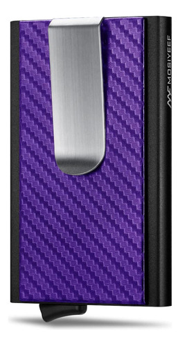 Billetera P/ Caballero, Con Botón, Purpura Fibra De Carbono