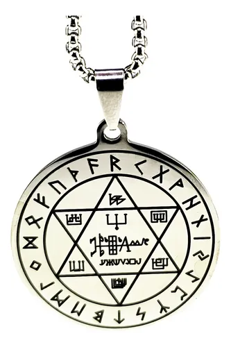 comprar Dije Pentáculo Salomón Y Runas Acero Inoxidable Talismán