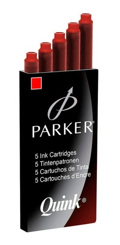 Tinta Para Pluma Fuente Parker En Cartucho Color Rojo