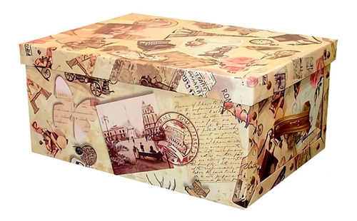 Imagen 1 de 6 de Caja Baulera Vintage Organizadora Chica 32x23x18cm 