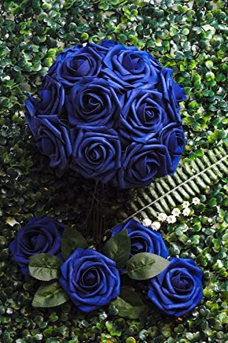 Rosas Artificiales Color Azul Real Para Decoracion - 50 Pcs
