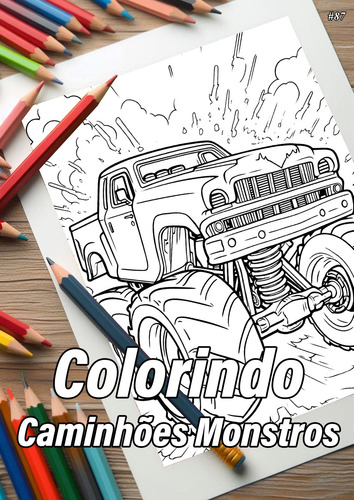 Caderno Com 50 Desenhos Para Colorir Caminhões Monstros - Tamanho A4 (21x29,7cm) #87