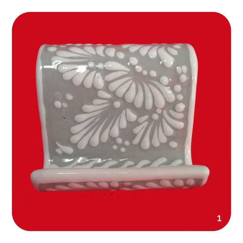 Imagen 6 de 7 de 2 Porta Celular De Talavera Poblana Gris Bases Diferentes