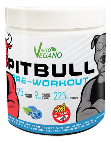 Pre Work - Pitbull Sabor Grape Pre Entreno Apto Vegano Sabor Blue Raz