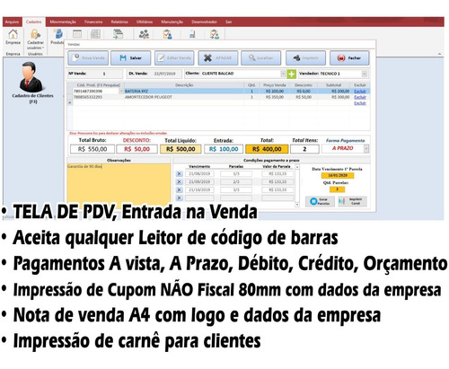 Imagem 5 de 10 de Sistema Oficina Mecânica Com Ordem De Serviço, Vendas, Estoq