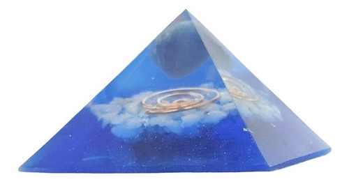 Orgonite Pirâmide Azul Com Quartzo Azul   Amigos E Saúde