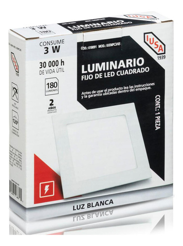 Lámpara Led Cuadrada Para Empotrar 12 W