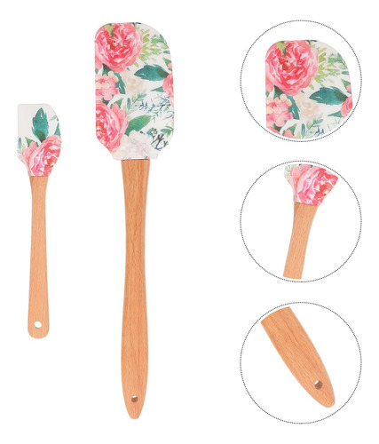 Espátula De Silicona Raspador De Masa Con Mango De Madera, P