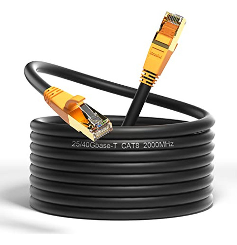 Ethernet 8 Cable, 6ft Shielded 26awg 40gbps 2000mhz Sftp Pat