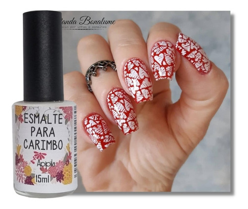 Imagem 1 de 5 de Esmalte Grande Para Carimbo De Unhas Apipila Branco 15ml.
