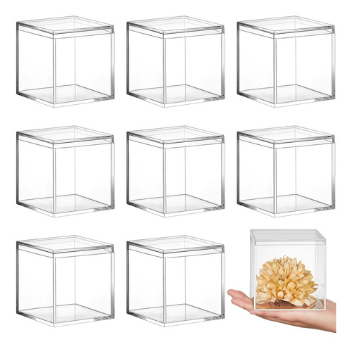 8 Piezas De Plástico Acrílico Transparente Cubo Cuadr...