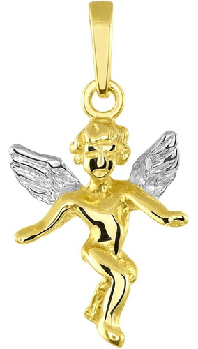 Colgante De Ángel 3d De Oro Amarillo Macizo De 14 K Con Dije