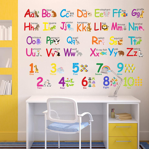 Alfabeto Pared Pegatinas Niños Pequeños Decoraciones Anim...