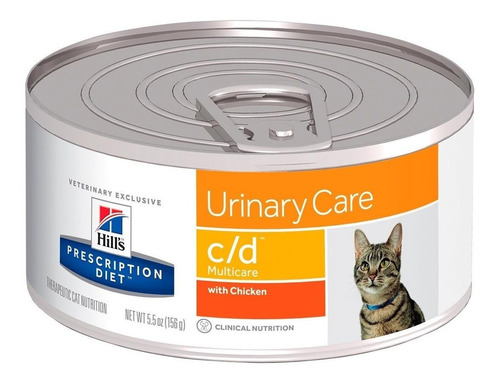 Imagen 1 de 2 de Alimento Hill's Prescription Diet Urinary Care c/d para gato adulto sabor pollo en lata de 156g