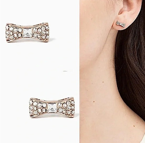 Aretes Kate Spade Pave Bow Dorado Rosado 100%