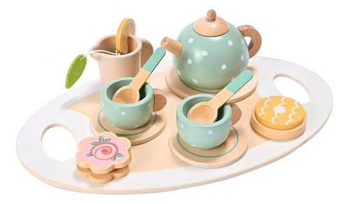 Juego De Té De Madera De 15 Piezas Para Toy Kitchen 1ez