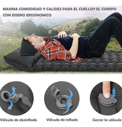 Colchón Inflable Portátil Acampar Dormir Doble Ultraligera