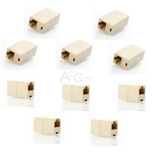 10 X Cat5 Rj45 Red Cable Extensor Plug 8p8c Hembra Acoplador