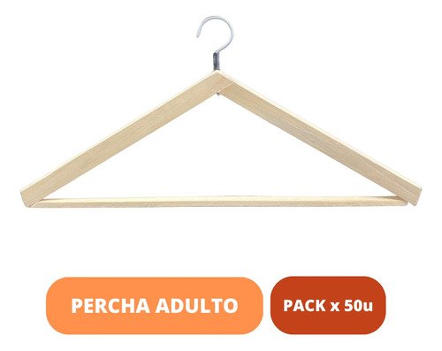 Imagen 2 de 8 de Perchas De Madera Clasicas Art 004 X 50 Unidades $
