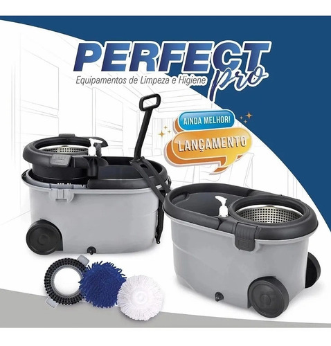 Imagem 6 de 6 de Balde Perfect Mop Pro 360 Inox C/3 Refis