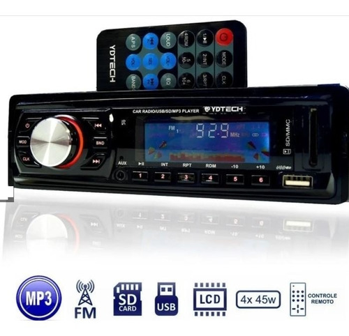 Radio Fm P/ Carro Mp3 Automotivo Usb Sd Aux Player Som