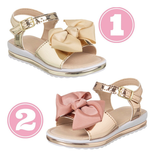 Imagem 2 de 4 de 2 Pares Sandalia Infantil Feminina Moda Bebe Festa Casamento
