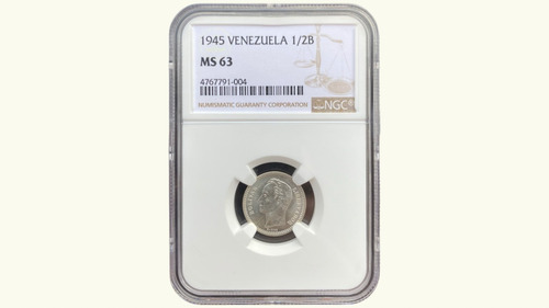 Venezuela, 1/2 Bolivar, 1945, Ngc Ms63. **real**