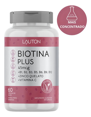 Biotina Com B1 B2 B3 B5 B6 B9 B12 Zinco Quelado Vitamina C