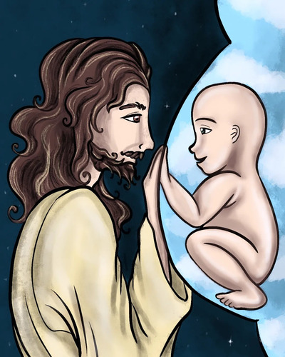 Porotazuki Cuadro Jesús Y Embarazada Arte Lamina