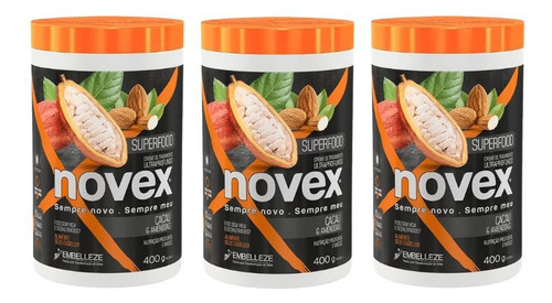 Creme De Tratamento Novex 400g Superfood Cacau/amendoa - 3un