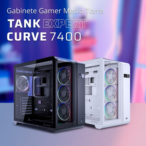 Gabinete Gamer Balam Rush Tank Expert Curve 7400 Atx Media Torre 4 Fan Cristal Templado Usb-c Argb Blanco Br-941600