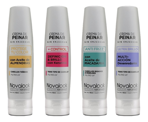 4 Cremas De Peinar Novalook 160ml - 1 De Cada Linea