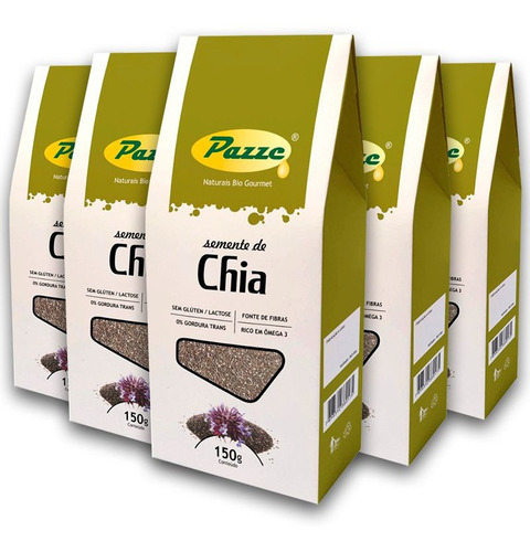 Kit 5 Semente De Chia Pazze 150 Gramas