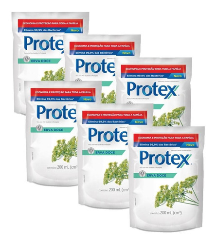 Kit Sabonete Líquido Protex Erva Doce 200ml Refil Com 6 Un