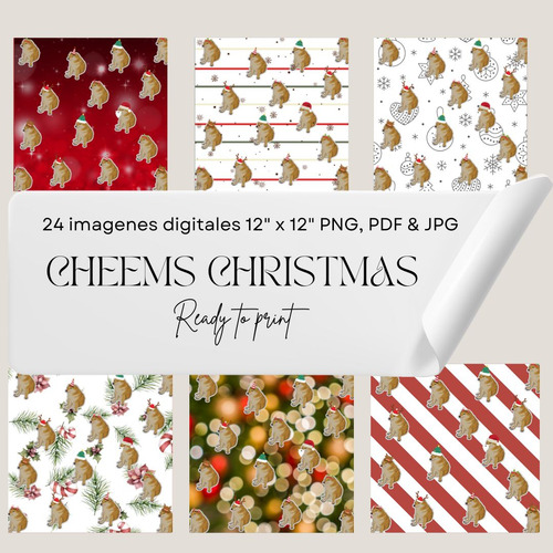 Kit Envolturas Navideñas Cheems Papel Digital Navideño Pdf
