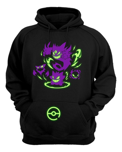 Sudadera Brilla Oscuridad Gengar Evolucion Pokemon Ghost  