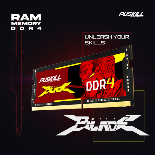 Memória Ram Gamer Notebook PUSKILL KILLBLADE 8gb Ddr4 2400mhz Cl17 1.2 Sodimm
