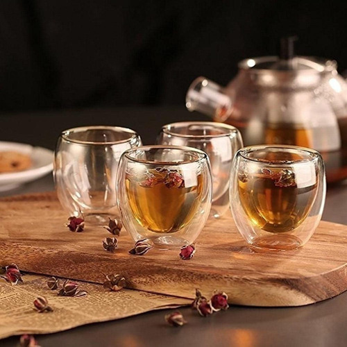 Set 6 Tazas Doble Pared De Vidrio 80ml Café, Ideal Regalo!