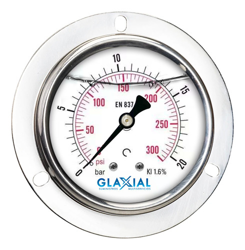 Reloj Manómetro Presion Glicerina 0-300 Psi Conexion 1/4 Npt