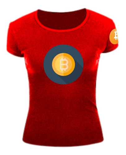 Polera M Bitcoin 43 Rojo Btc Manga Izquierda