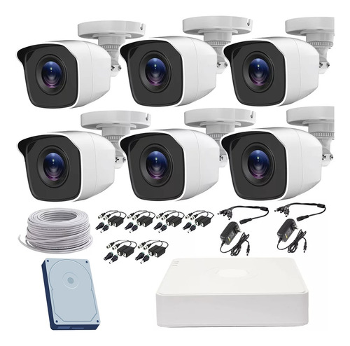 Paquete Kit 6 Cámaras Hd 1080p Cctv Disco 1 Tb Baluns 120mt