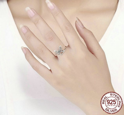Anillo Mariposa Ajustable Para Mujer Fabricado En Plata 925