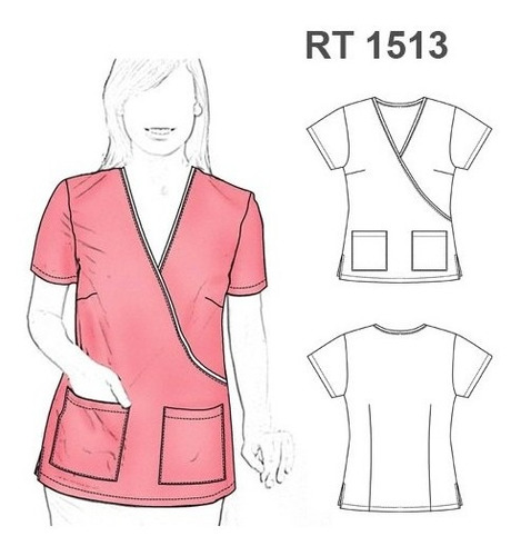 ( Moldes De Ropa)  Blusa Trabajo Rt 1513