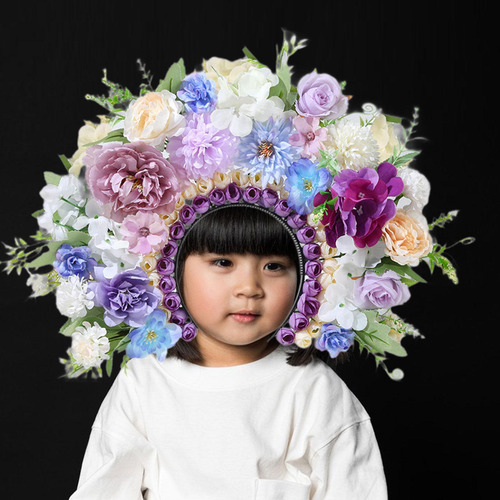 Kit De Diadema De Diadema De Flores Artificial De Púrpura