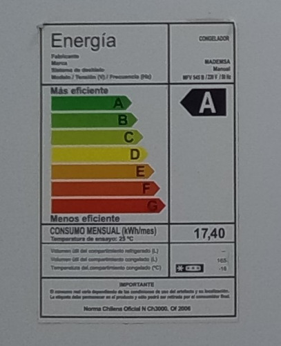 Freezer Vertical Mademsa Mfv-545b 165 L Frío Directo (Usado)